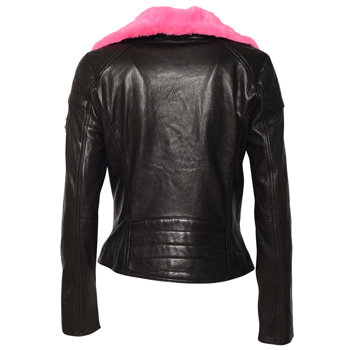 Alla Lederjacke Schwarz Pink - Image 4