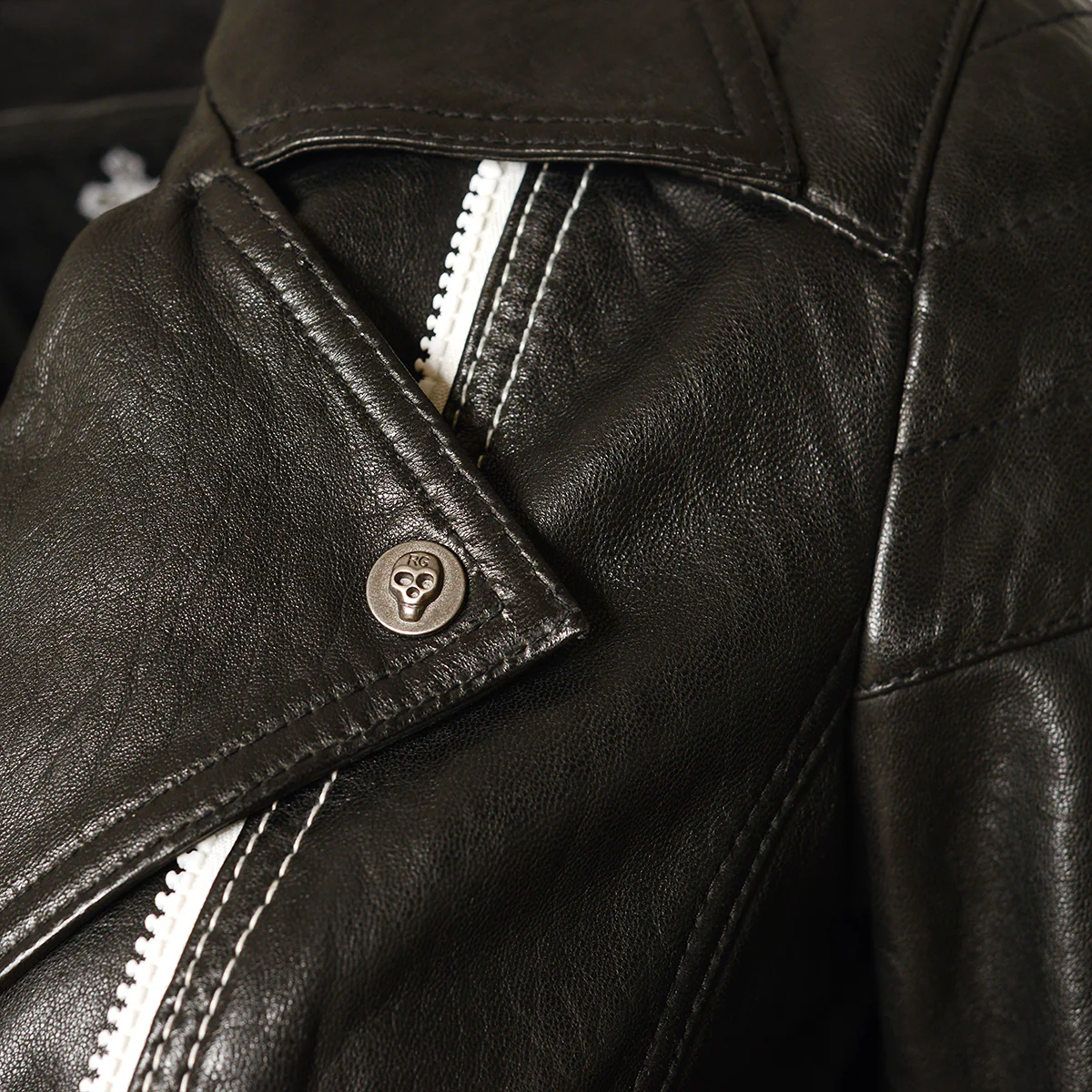 Alla Lederjacke Schwarz Weiß - Image 3