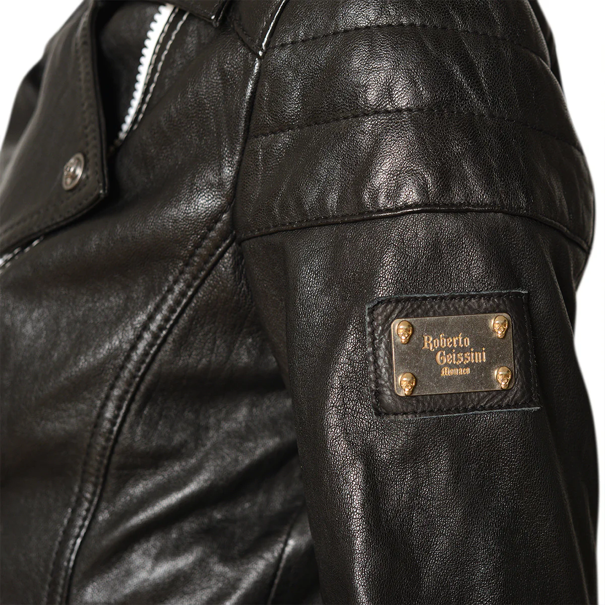 Alla Lederjacke Schwarz Weiß - Image 4
