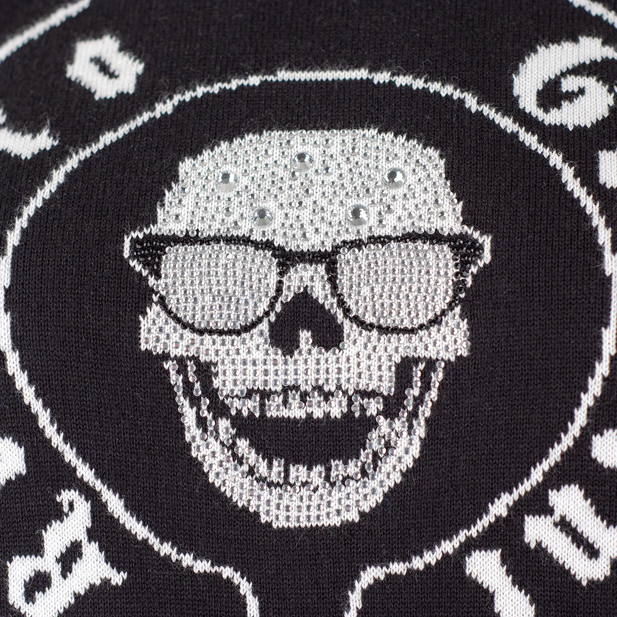 Strickpullover Strass-Totenkopf Schwarz - Image 3