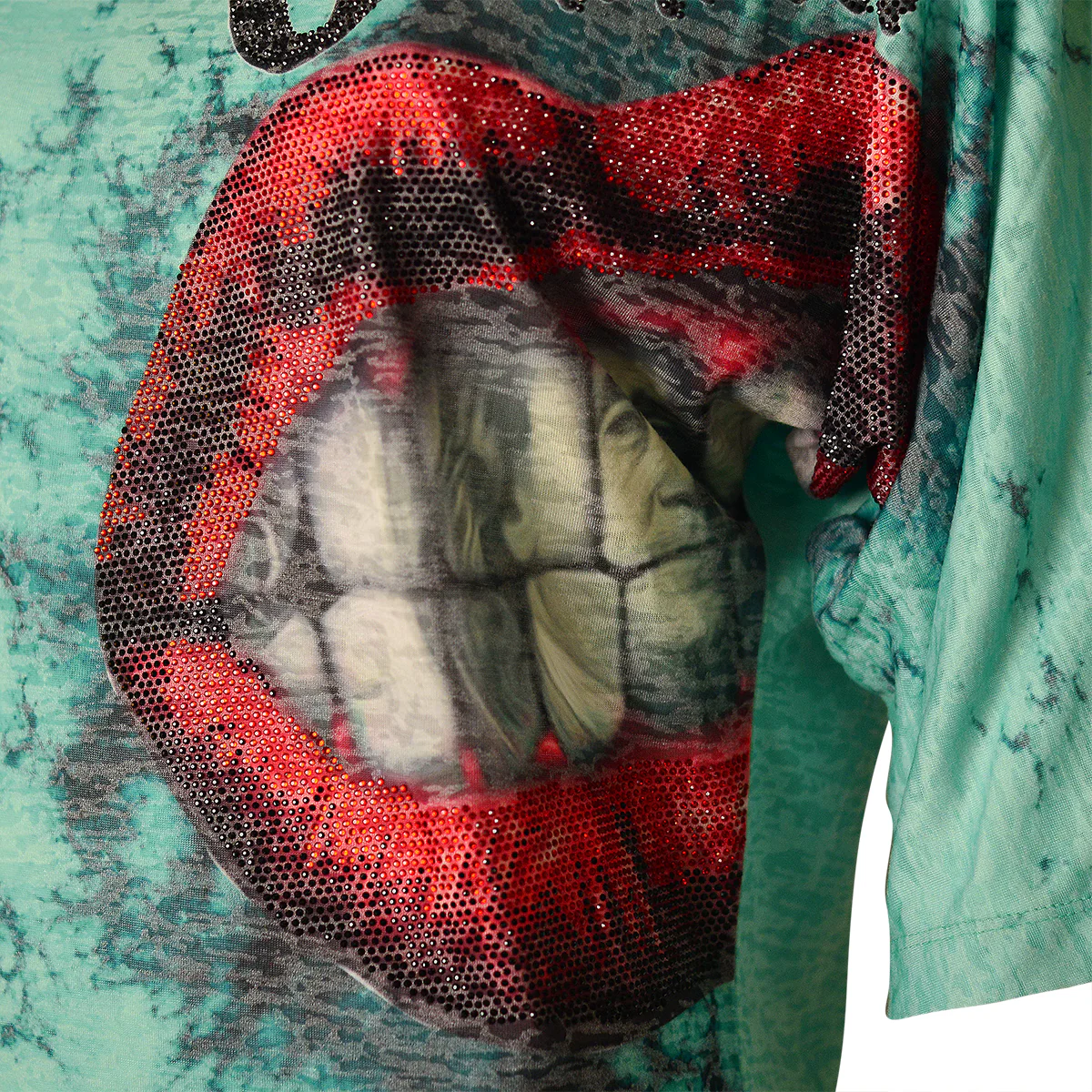 Red Lips T-Shirt Grün - Image 3