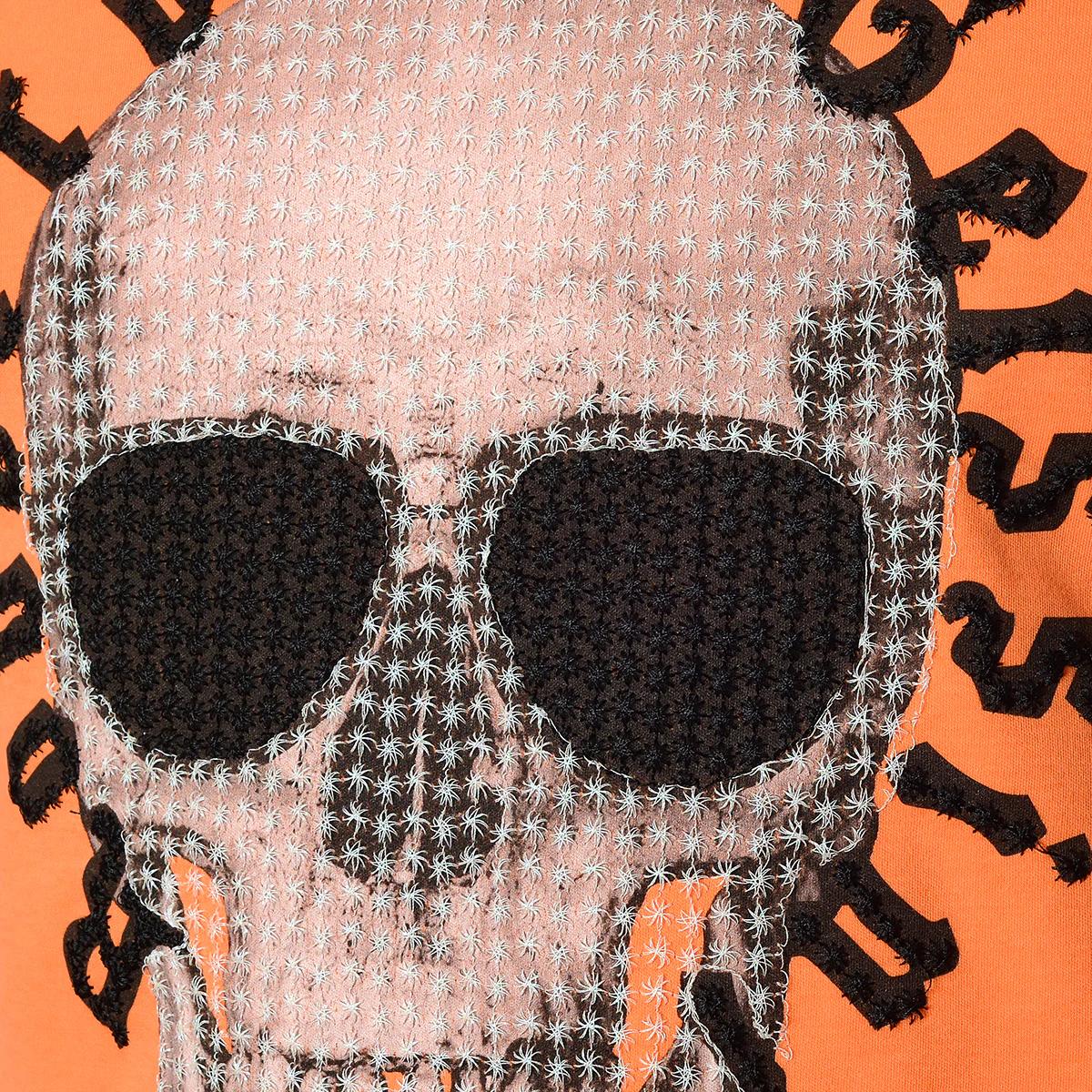 Stitched Skull T-Shirt Orange - Image 3
