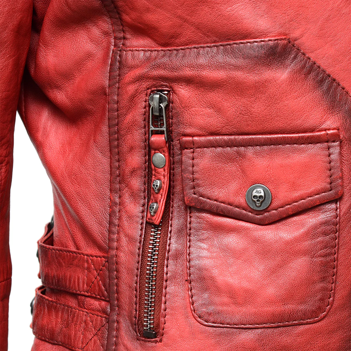 Okkea Lederjacke Rot - Image 4